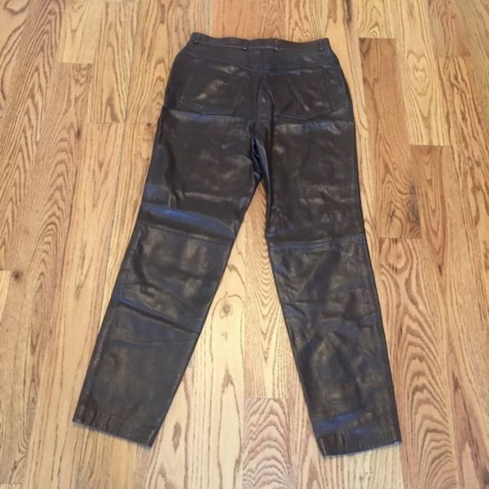 Escada Brown Leather Pants - Picture 2 of 8